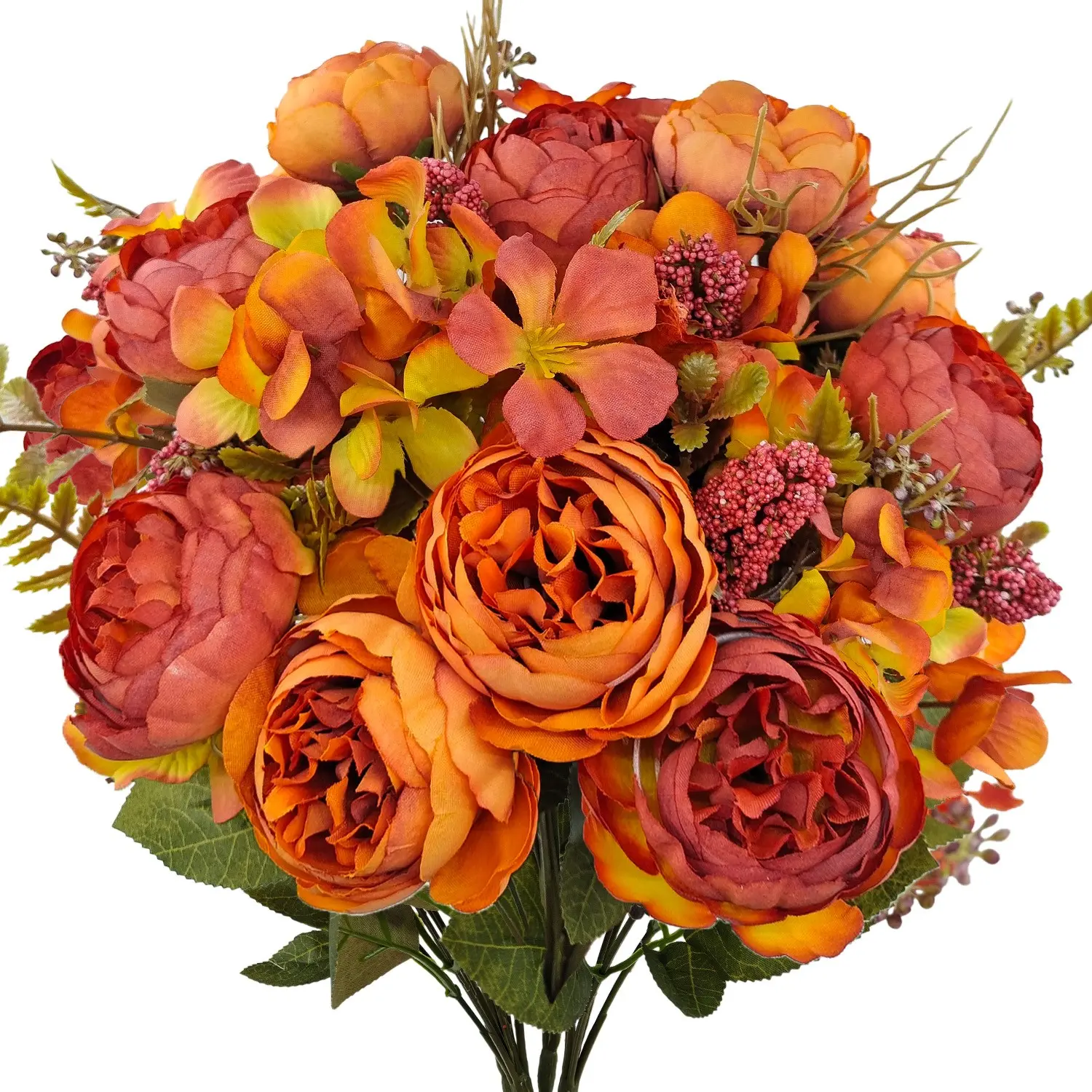 3pcs Fall Artificial Orange Peonies Flowers - Realistic Fade-Proof Flower Bouquets for Wedding Decor, Decorative Flowers, Suitable for Indoor/Outdoors, Home