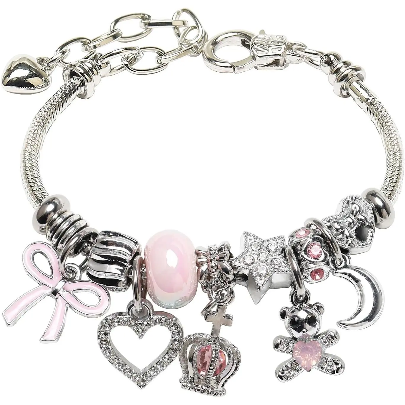 Girls' Adjustable Cartoon Charms Stainless Steel Bangle - Exquisite Cute Friendship Bracelet with Birthday Gift Box, Ideal for Birthday Gift Ideas & Holiday Gifting, Adjustable Bangle