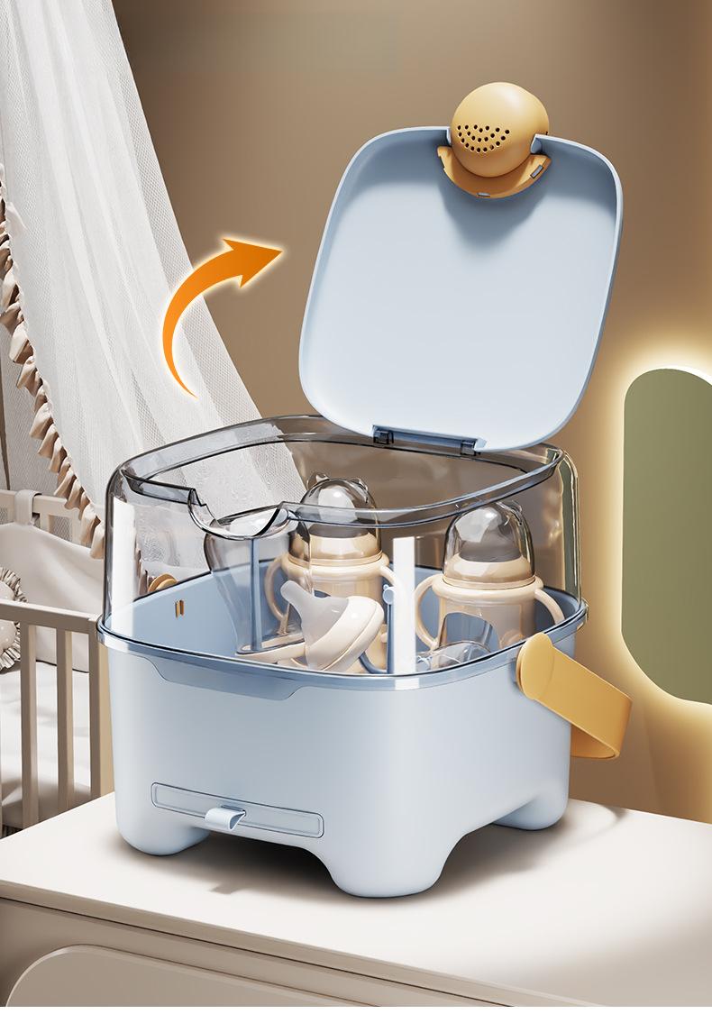 Portable Lid Baby Bottle Box Food Grade Material Dustproof Insectproof Baby Supplies Storage Box Draining Baby Bottle Box removable drip tray