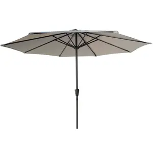 9' Outdoor Patio Aluminum Umbrella, Outdoor Table Umbrella,Market Umbrella with 8 Sturdy Ribs, UV 50+ Protection,  Crank Perfect for Patio, Beach, Garden - Gray without base