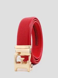 1pc Simple Letter Element P Automatic Buckle Belt, Multi-Color Men's Belt, Elegant Pineapple Texture, All Seasons Wear