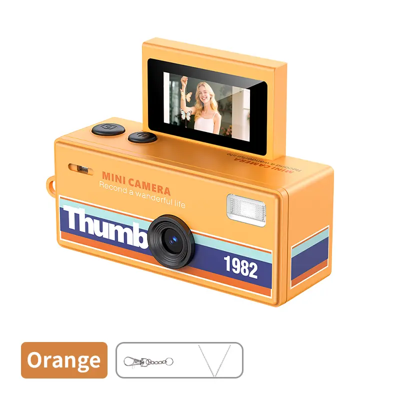 Portable Retro Digital Keychain Camera - 180° Flip Lens, 0.96" LCD Screen, 200mAh Battery, HD Video Recorder, Memory Card Supported, Ultra-Small Camcorder for Selfies