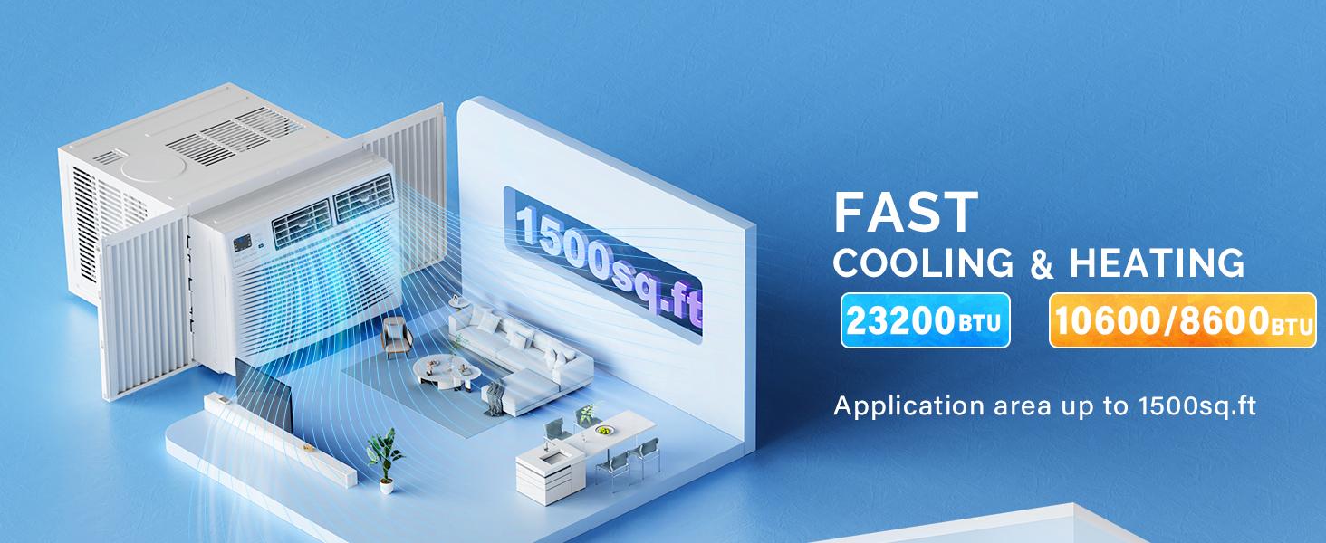 ROVSUN 12000/18000/23200 BTU Window Air Conditioner with Heat, Window AC Unit & Heater Combo with APP & Voice Smart Control, Timer Function & Easy Installation Kit, Work with Alexa/Google Assistant, 208/230V