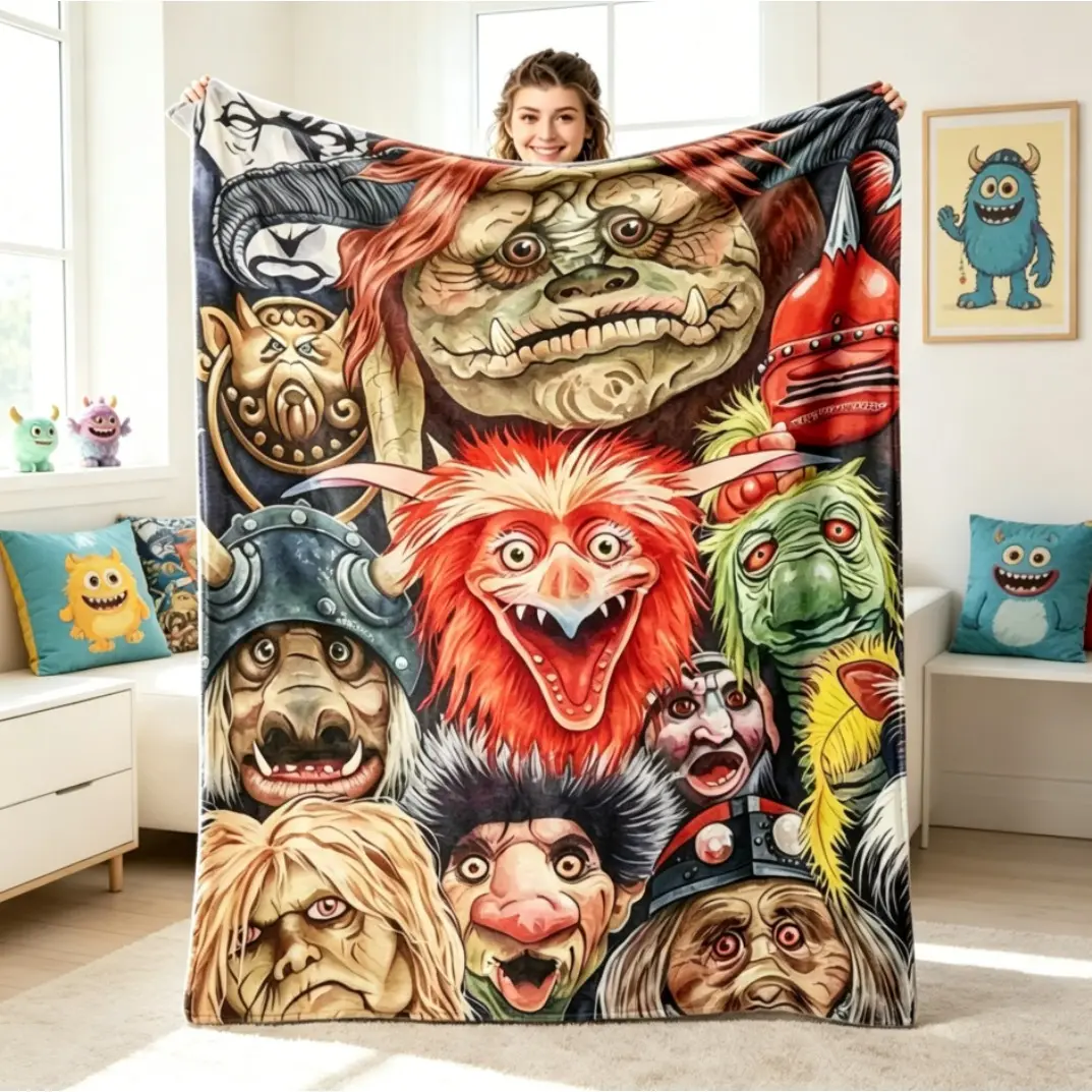 Countdown Sale Fantasy Movie Inspired Flannel Blanket, Ultra Soft Cozy Throw Blanket for Adults & Kids, Goblin King Style Design, Warm Plush Couch Bed Office Travel Blanket, Fan Gift
