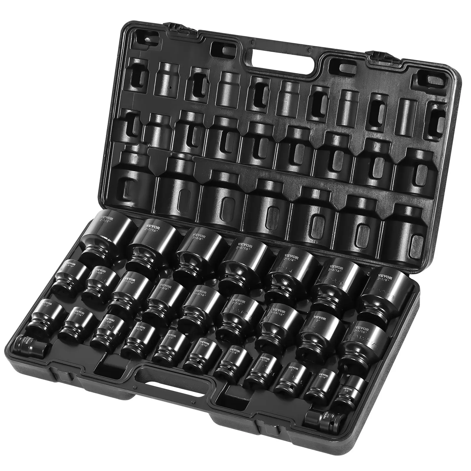 【DealsForYouDays】VEVOR Impact Socket Set 3/4 Inches 29 Piece Impact Sockets, 6-Point Sockets, Rugged Construction, CR-M0, 3/4 Inches Drive Socket Set Impact SAE 3/4 inch - 2-1/2 inch, with a Storage Cage