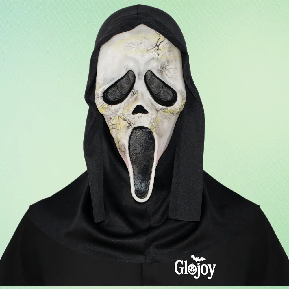 Cracked Texture Scream Mask, Horror Look Ghost Face Costume Wear for Adults, Comfortable Rubber Accessory for Halloween & Cosplay, Crack Texture, Quality Rubber, Accessories