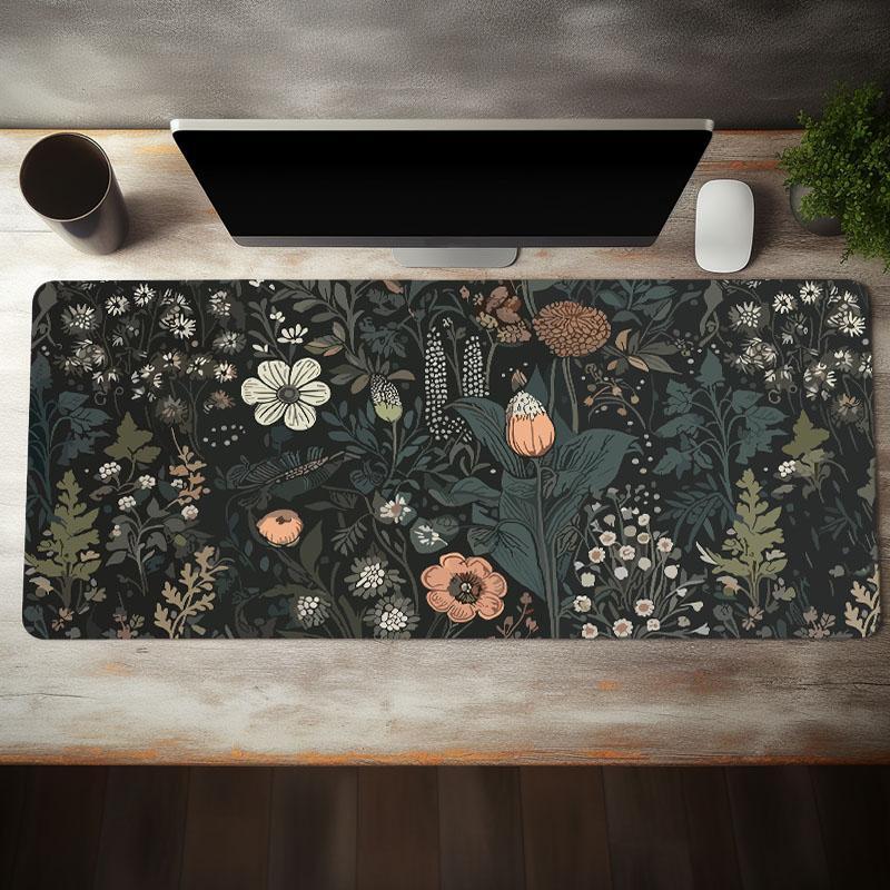 Floral Pattern Mouse Pad, 1 Count Non-slip Rubber Base Stitched Edge Keyboard Mat, Aesthetic Mouse Pad for Gaming, Office Desk Accessories