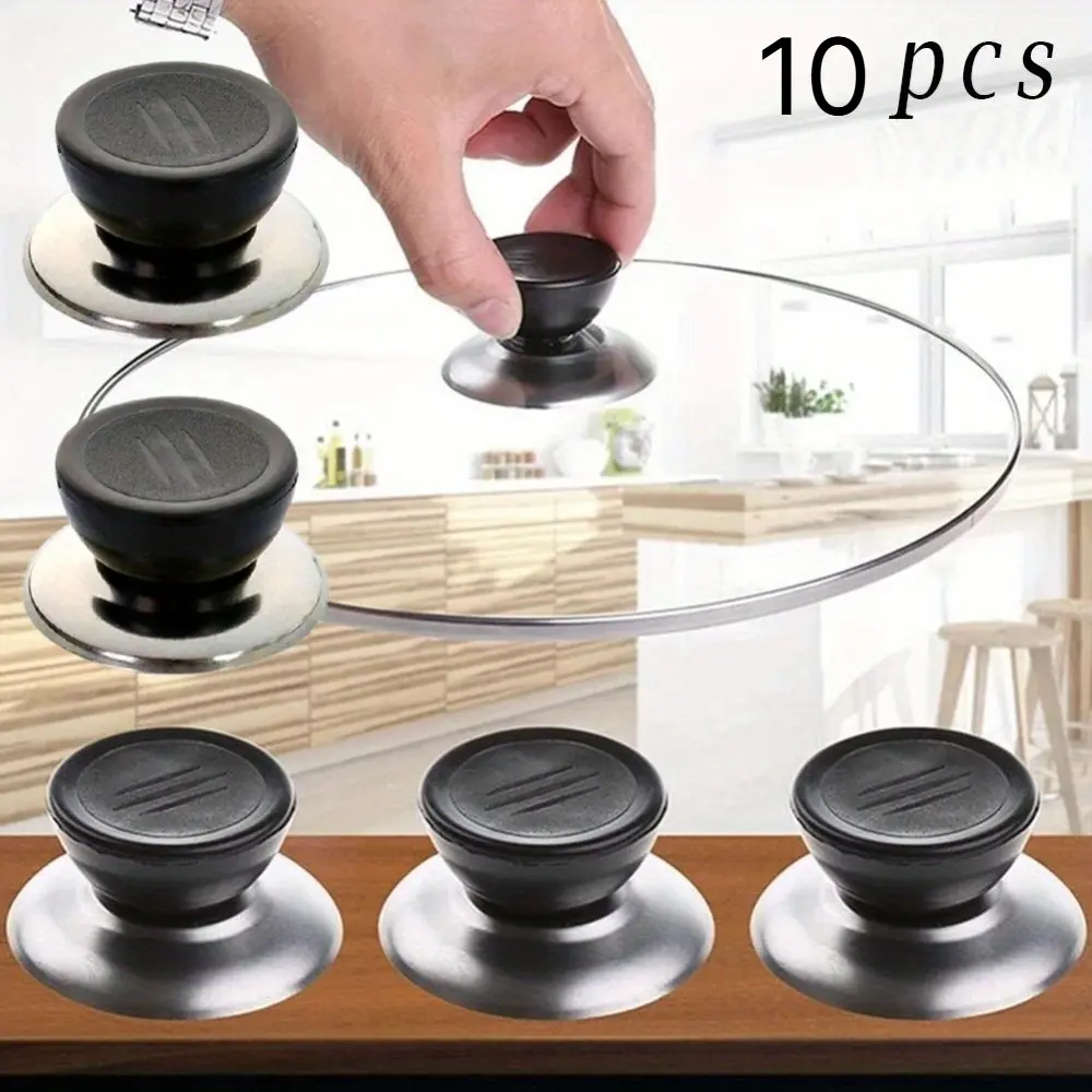 10pcs Universal plastic glass pot button, pot cover head, pot cover handle, stainless steel handle, lid bead cap, pot cover accessory