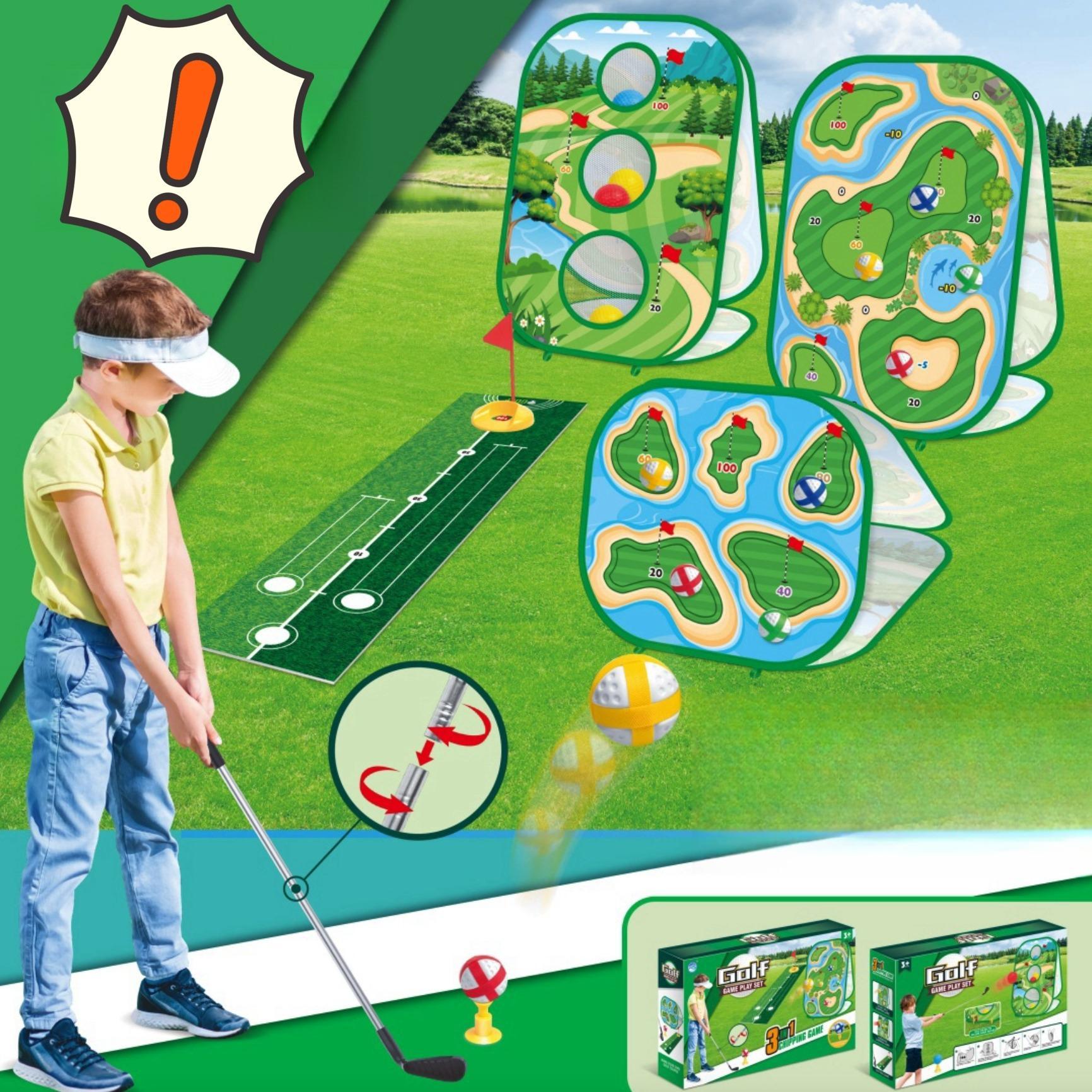 2-in-1 Golf Toy, 1 Set Indoor & Outdoor Golf Toy, Parent-child Interactive Game, Sports Toy for Kids, Birthday Gift for Boys & Girls