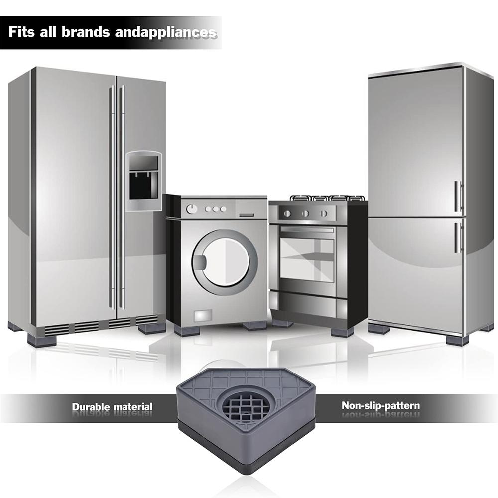 4-Piece Washer Anti-Vibration Pads, Moisture-Resistant Noise-Reducing Support Base, Durable Rubber Floor Mats for Dryer & Refrigerator