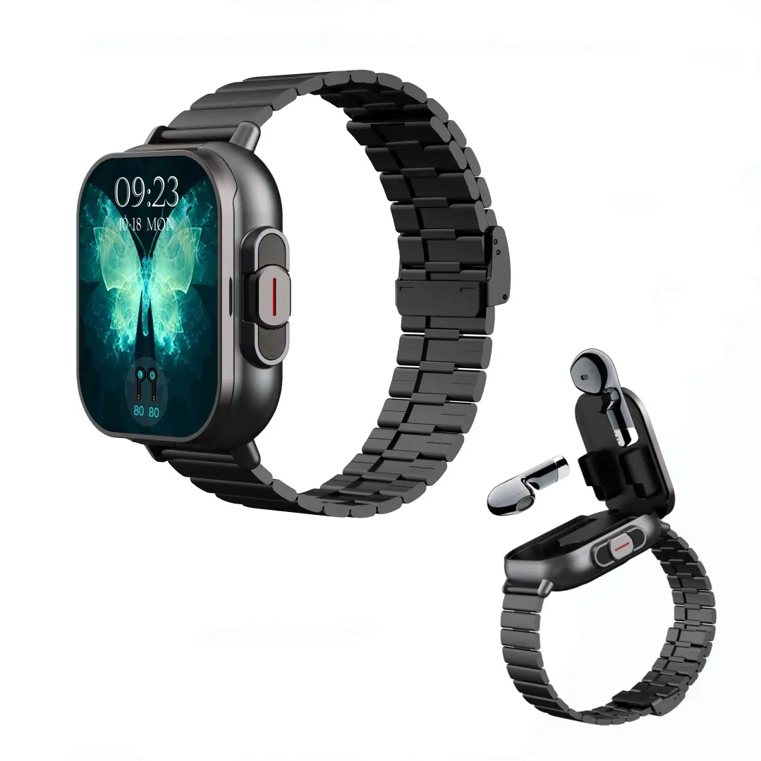 D8 2in1 Smart Watch TWS Bluetooth Earphone 2inch Full Touch Screen Sports Fitness Tracker with Call Music Waterproof IP68 for Outdoor Sports