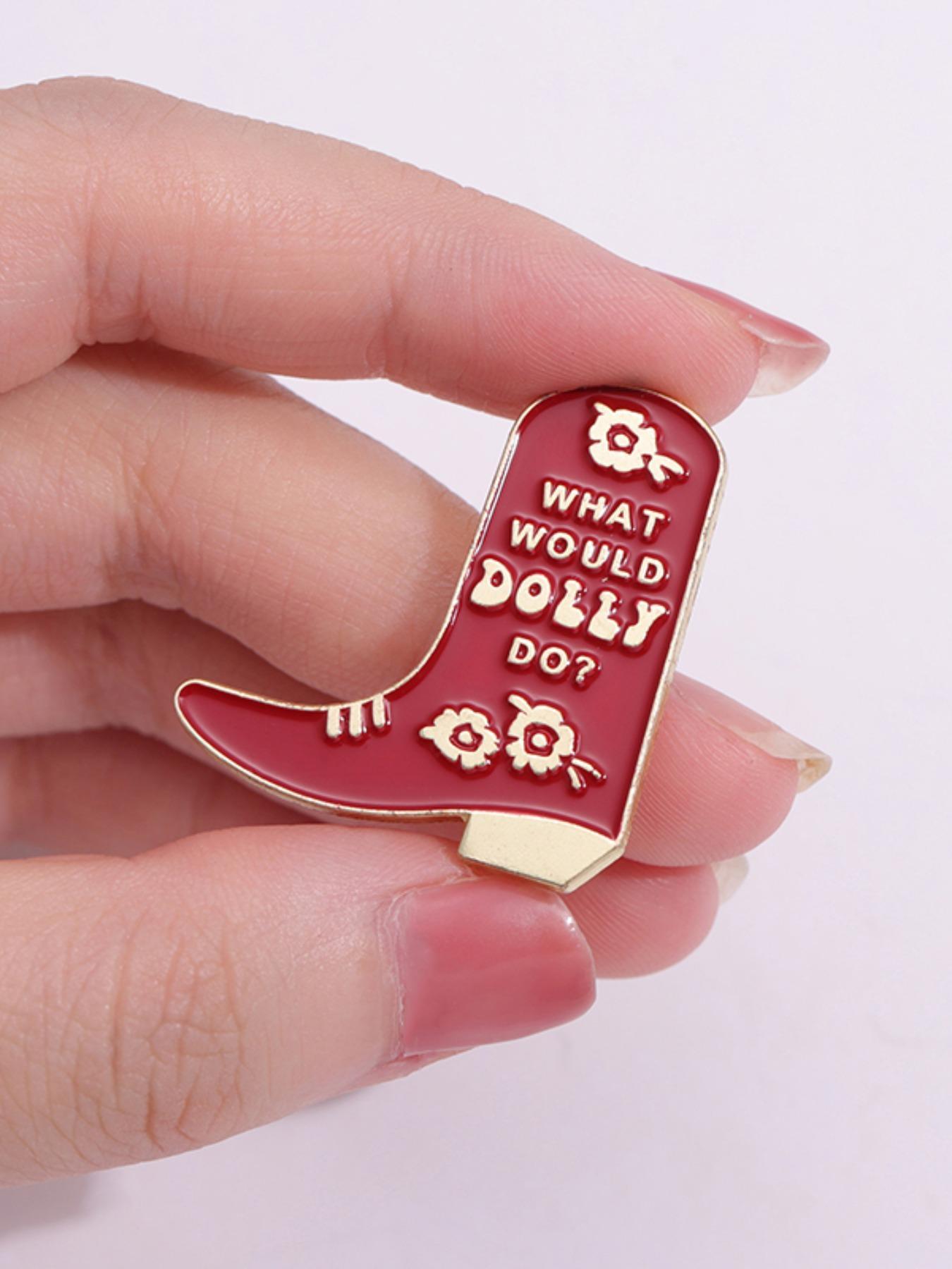Summer 2024 Fashionable Red Boot Design Brooch Pin, What Would Dolly Do Brooch, Unisex Clothes Accessories, Flower Brooch Pin
