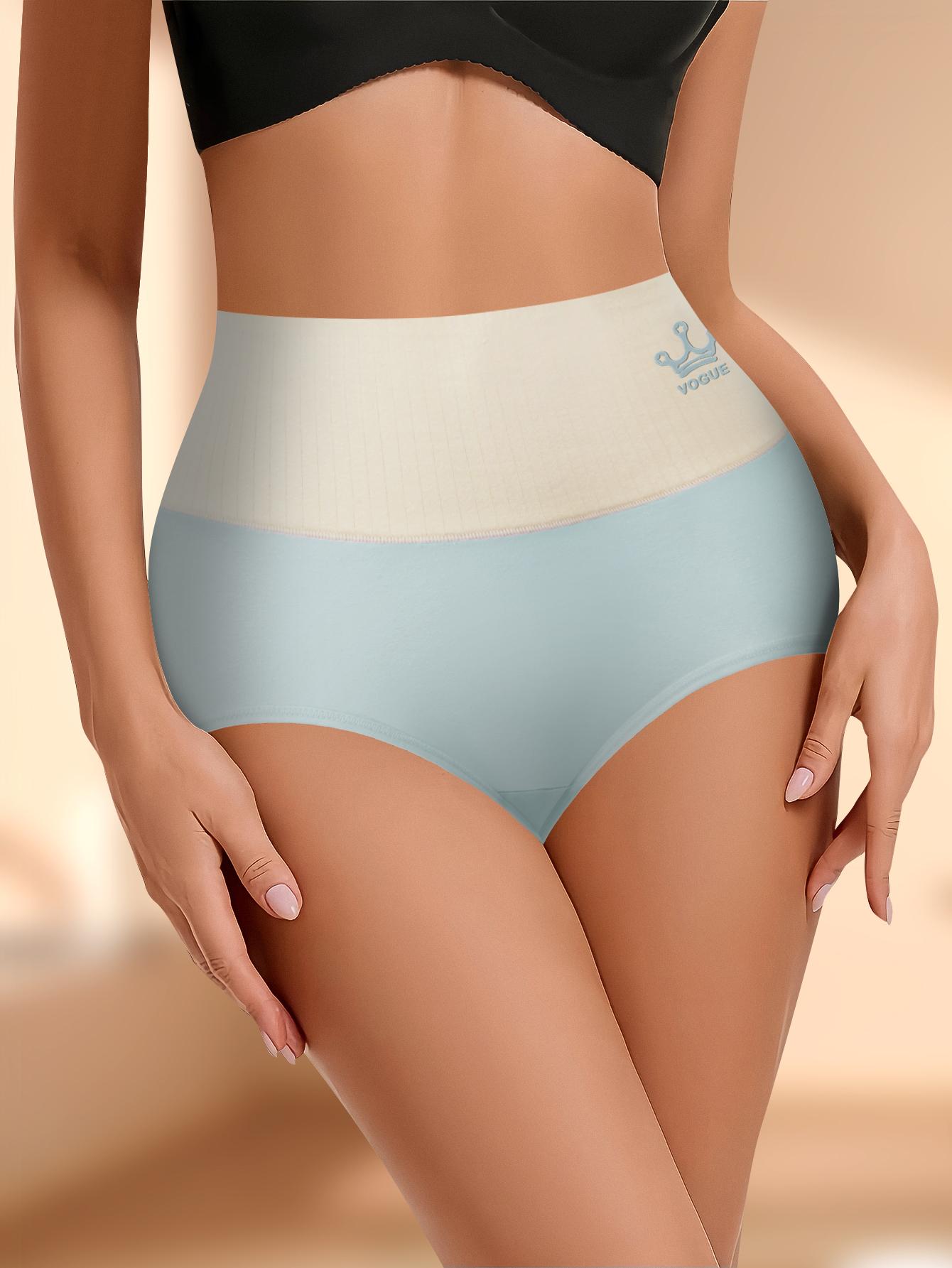 QUASTI 7-Piece High Waisted Cotton Women's Underwear, Featuring Color Blocking Design, Daily Comfortable Skin Friendly Underwear, High Elasticity Anti Rolling And Hip Lifting Women's Underwear, Cute, Elegant & Fashionable Underwear, Minimalism, S-XXL