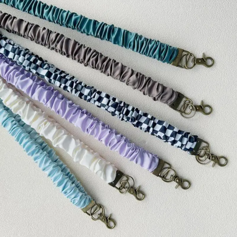 Women's Adjustable Elastic Scrunchie Lanyard Key Holder - Soft Fabric Neck Strap, Wristlet, Metal Spring Clasp, Rotating Base - Gym Use, Hands-Free Flexibility, Prevents Neck & Hair Irritation Bag Accessory