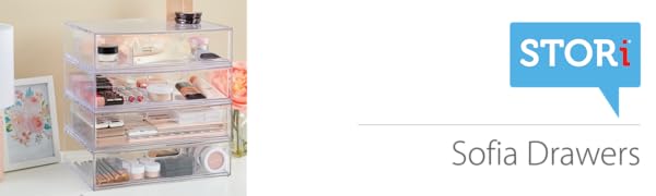 12.5” Wide Clear Stackable Open & Divided Storage Drawers, 2 Pack Plastic Organizer Bins for Makeup Palettes, Cosmetics, & Beauty Supplies, Vanity, Bathroom, Desk Organization, Made in USA Boxes 12.5” Wide Clear Stackable Open & Divided Storage Drawers, 2 Pack Plastic Organizer Bins for Makeup Palettes, Cosmetics, & Beauty Supplies, Vanity, Bathroom, Desk Organization, Made in USA Boxes