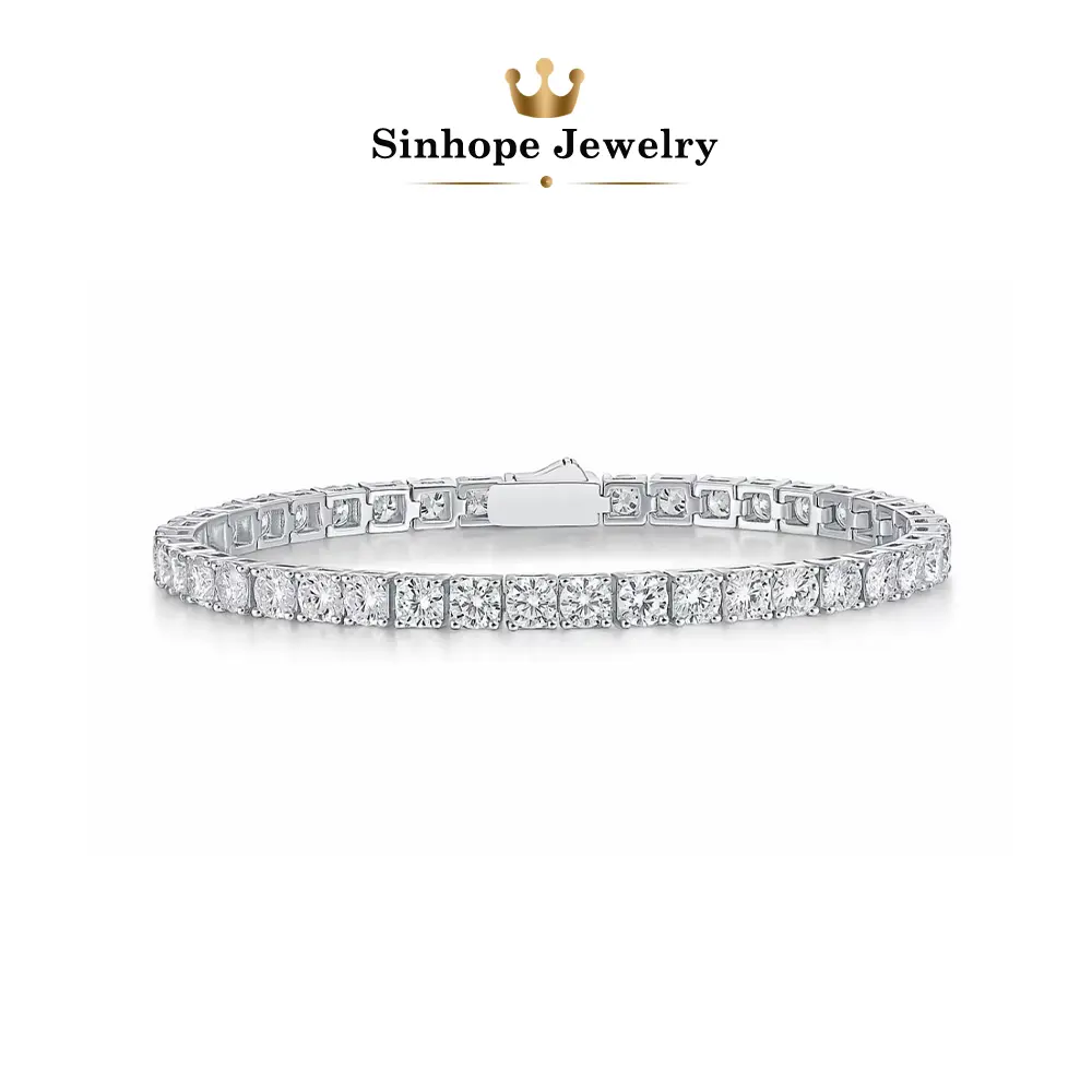Princess Cut Cubic Zirconia Tennis Bracelet for Women, Silver Plated Square Crystal Tennis Chain Bracelet, Sparkling Simulated Diamond Bracelet, Elegant Wedding Party Stackable Jewelry Gift for Her