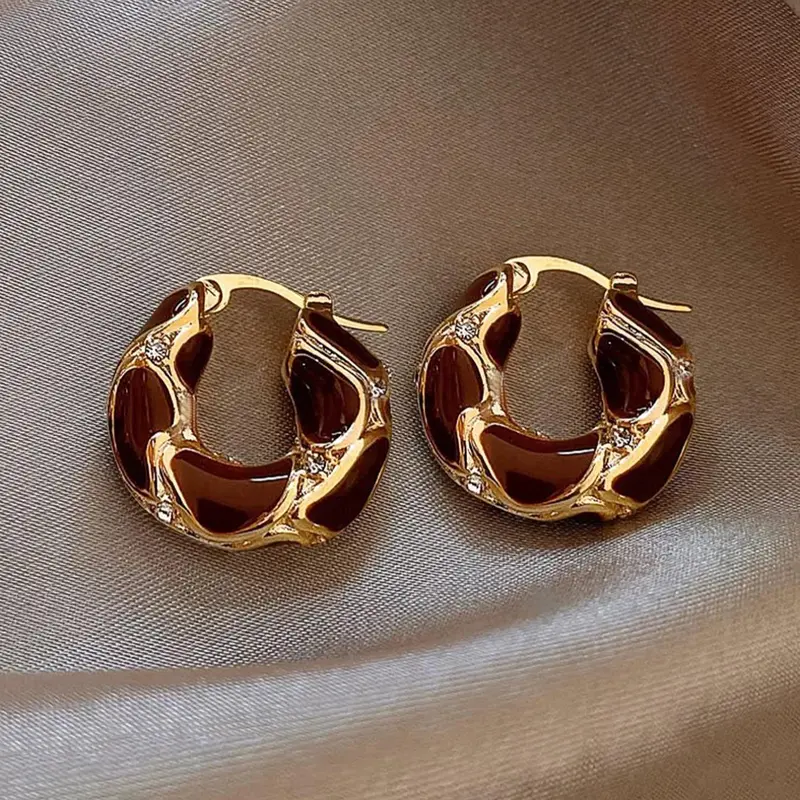 Women's Vintage Elegant Chunky Hoop Earrings, Fashionable Lightweight Jewelry for Party & Daily Wear, Trendy All-match & Exquisite Jewelry for Birthday Gift, Lightweight Chunky Hoops, Trendy Fashionable Accessories, Stylish Jewelry