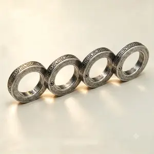 Modular Screw-Linked Fidget Ring Set for Men - Vintage Oxidized Metal Chunk, Gothic Streetwear EDC, Mechanical Anti-Anxiety Costume Jewelry