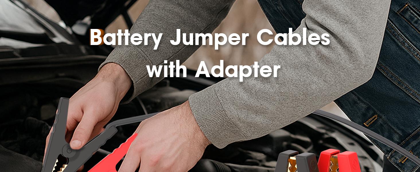 8AWG 2FT Silicone Jumper Cables for Car, Heavy-Duty Jump Starter Adapter Compatible with DE.Walt 20V Batteries, Alligator Clips for Jump Starting Vehicle or Tool Batteries