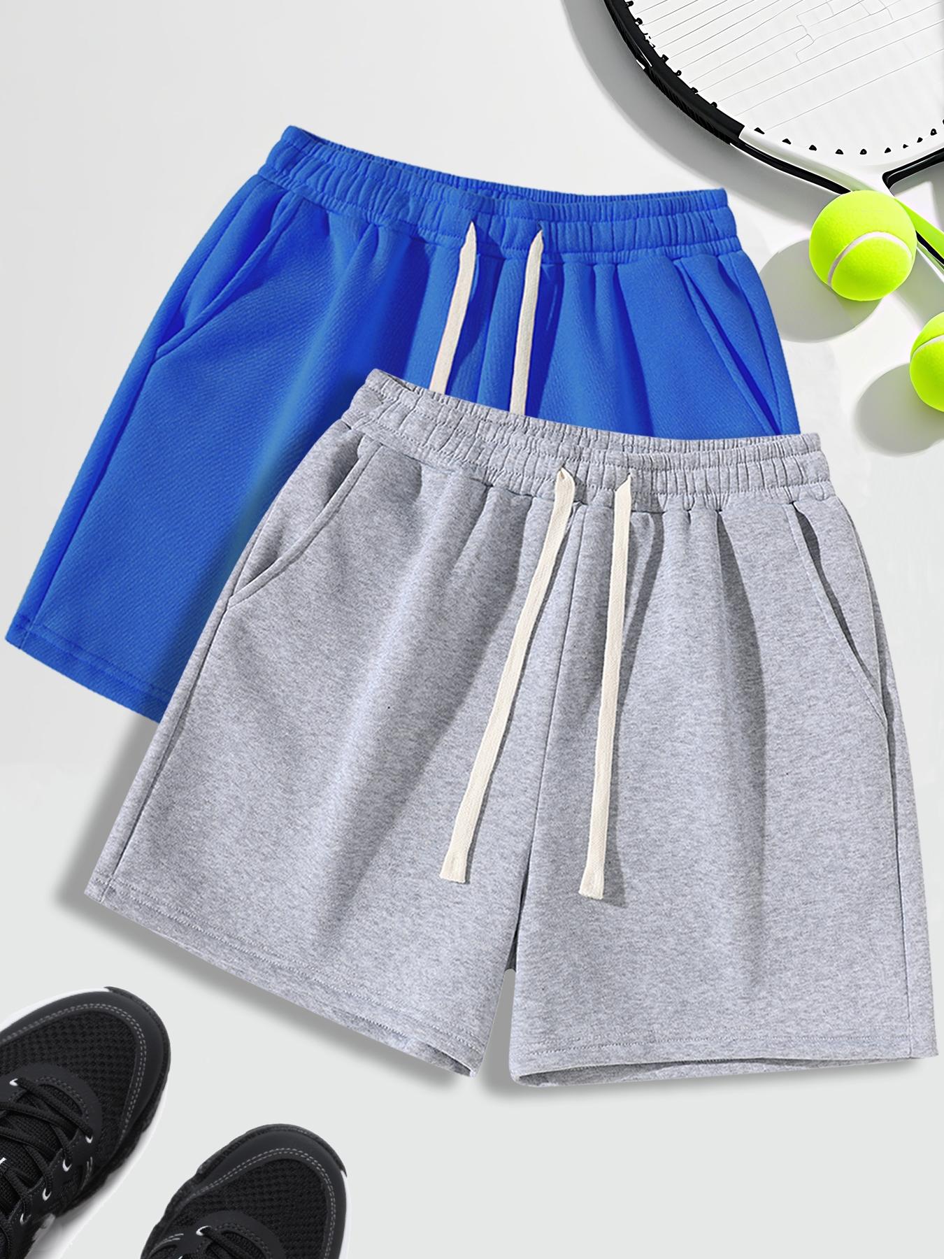 Unisex Drawstring Waist Shorts, Athleisure Casual Shorts, Soft Comfortable Solid Color Basic Style, Suitable for Casual Sports Outdoor Activities