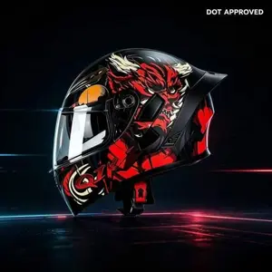 Motorcycle Helmet Dual Lens Flip Face Full Cover, All-Season Bike Helmet, Dot Certified, Complete Protection for Riders