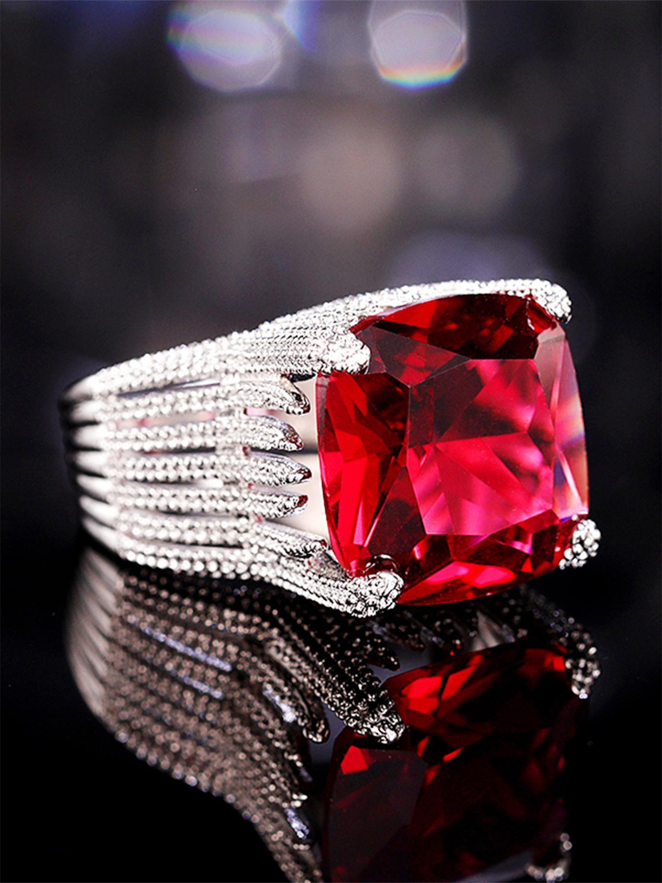 Elegant Artificial Gemstone Decorated Ring, Fashion Accessories for Party, Daily Clothing Decor for Girls and Women without Box, Elegant Everyday Ring