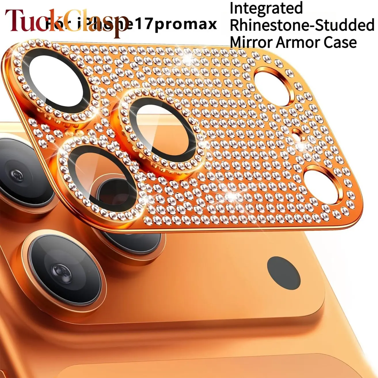 Rhinestone Full-Coverage Armor-Style Camera Lens Protector, Integrated Decorative Lens Cover Compatible with iPhone 17 Pro Max & iPhone 17 Air, Stylish Scratch-Resistant Phone Accessory