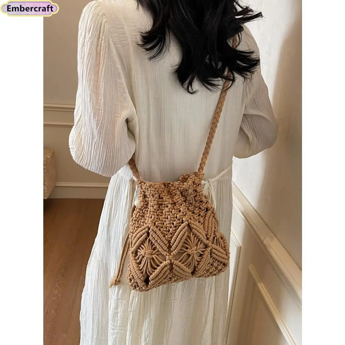 Women's Woven Lightweight Crossbody Bag – Small Boho Crochet Messenger Purse for Summer Travel, Beach, Vacation & Everyday Use, Casual Stylish Shoulder Bag, Durable Compact Fashion Accessory Handcrafted Bag Handmade Bag