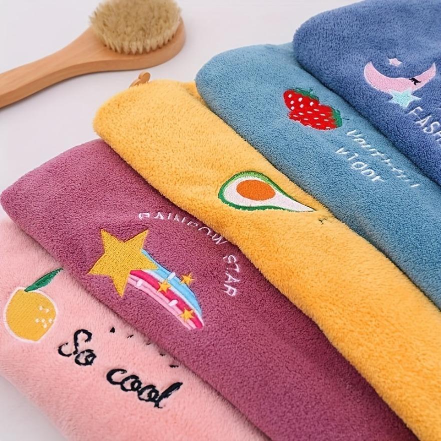 5-Pack Microfiber Hair Drying Towels, Quick-Dry Super Absorbent Hair Turban Caps with Soft Button Closure, Multiple Colors
