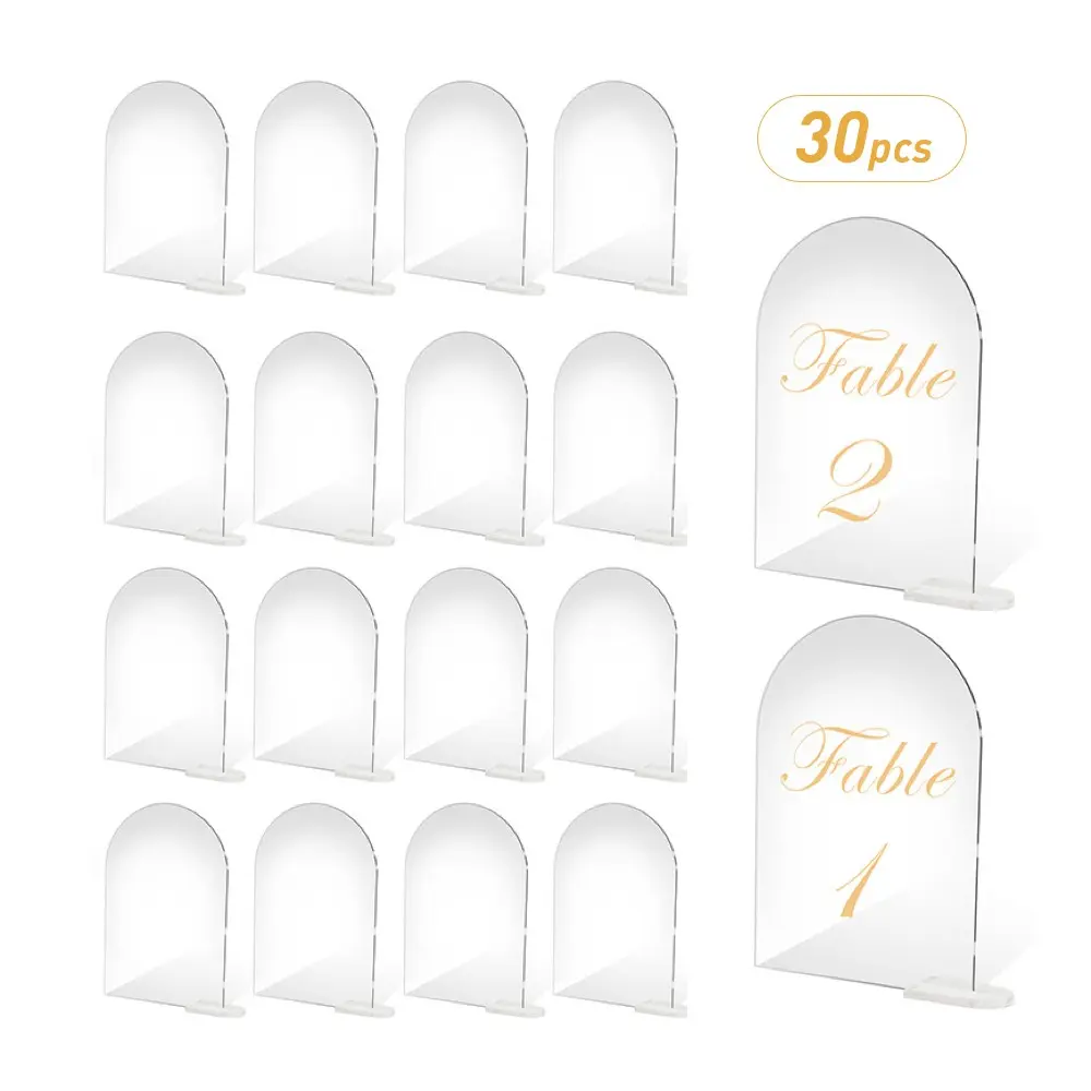 30pcs Acrylic Table Numbers, Transparent DIY Seat Cards, Elegant Modern Party Decor, Wedding Banquet Seating Labels