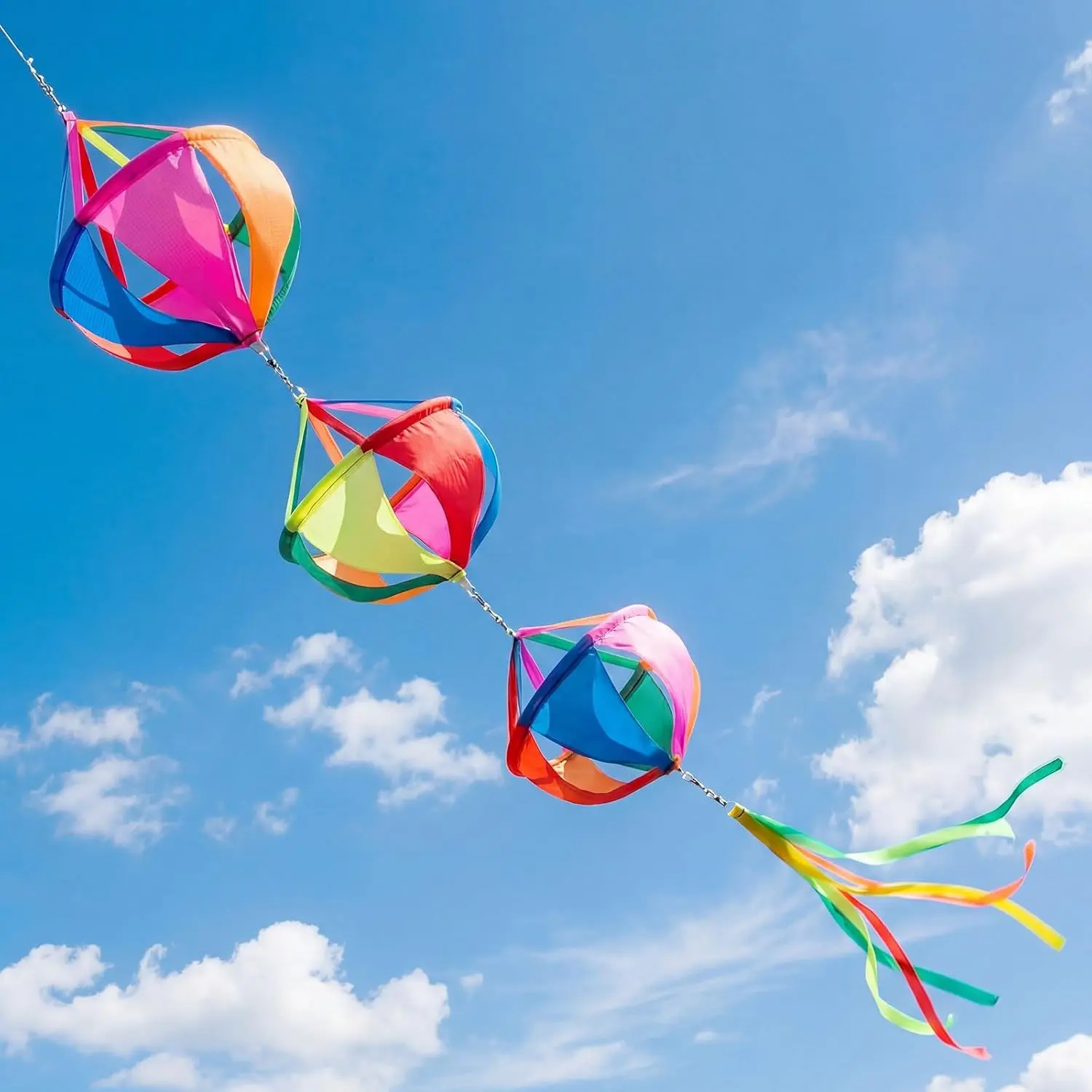 Wind Socks for Outside, 60'' Windsocks Wind Twister Spinners, Waterproof UV Resistant Rainbow Kite Tails, for Home Wall Tree Front Patio Lawn Garden Yard Balcony Porch Camping Decoration(1 Pcs)