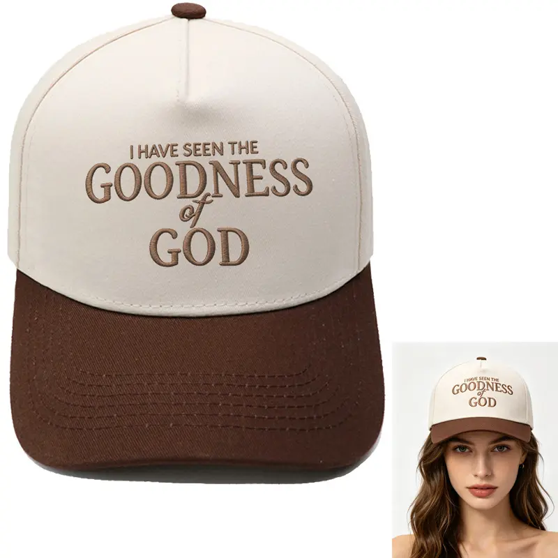 Viral Faith Based Graphic Cap I Have Seen The Goodness Of God Cream Brown Contrast Baseball Hat Streetwear Aesthetic Religious Slogan Daily Accessory Gift