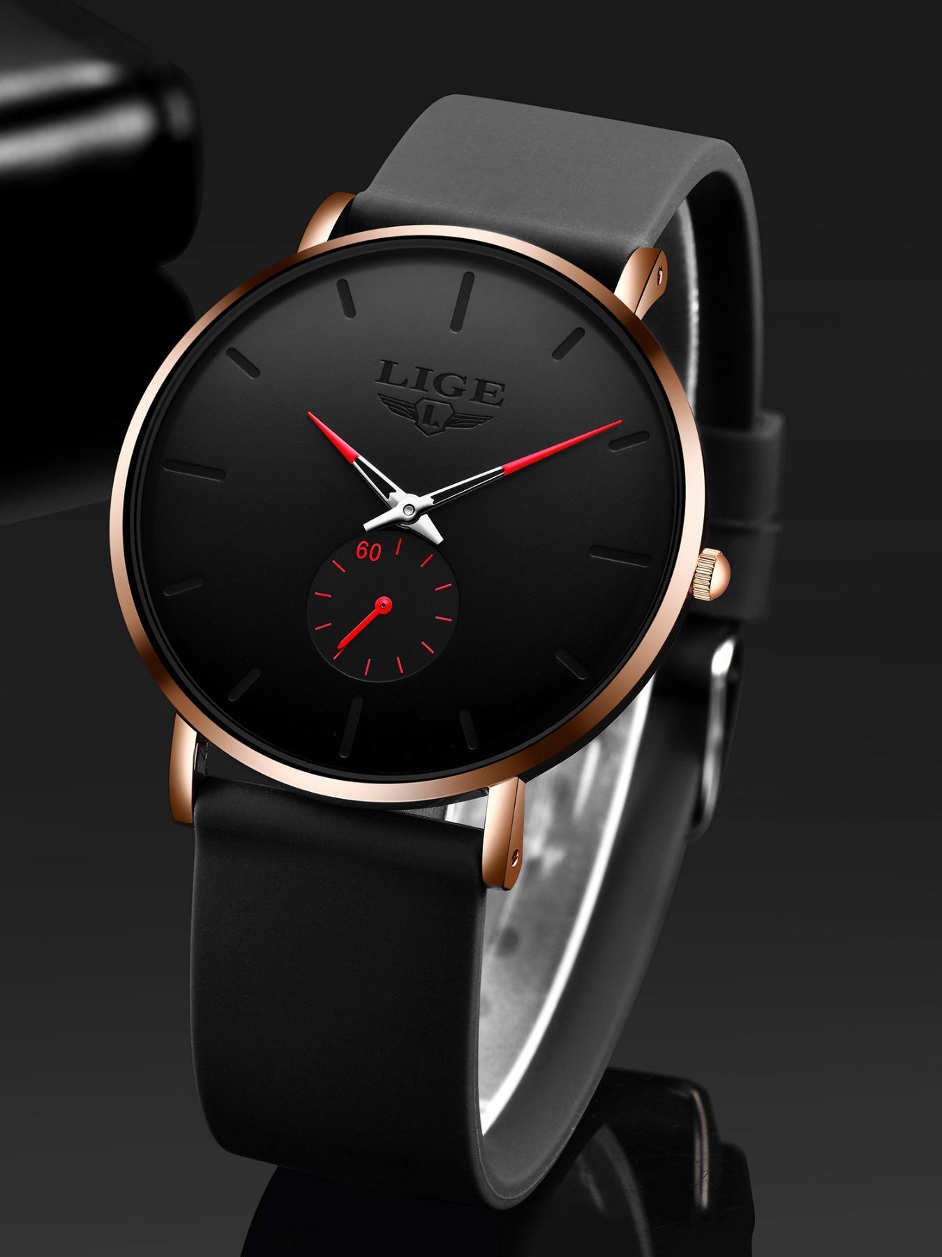Men's Business Fashion Round Dial Analog Quartz Watch, Minimalist Style Wristwatch, Modern Fashionable Wristwatch, Trendy Watch for Daily Use As Gift with Box, Business Casual Watch, Business Fashion Watches detail 8