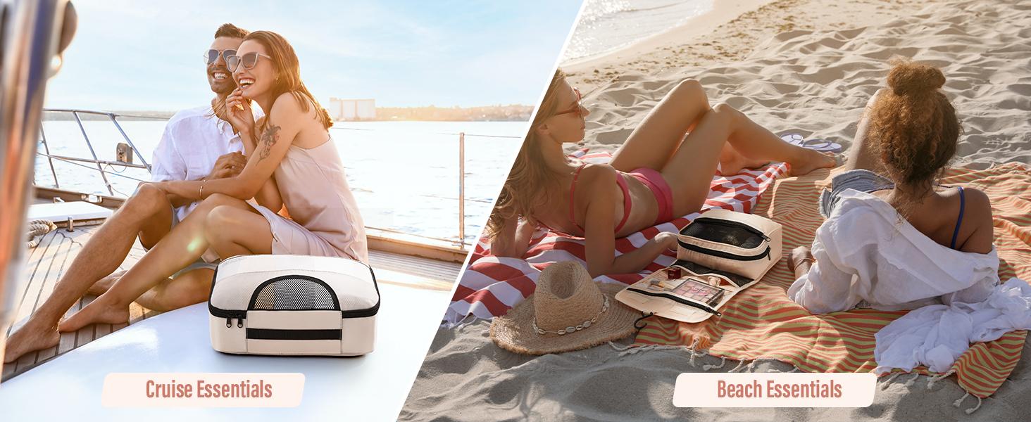 8 Set Packing Cubes for Luggage,Suitcase Organizer in 4 Sizes with Hanging Toiletry Bag and Large Laundry Bag, Carry-On Luggage with Accessories Bag, Cream