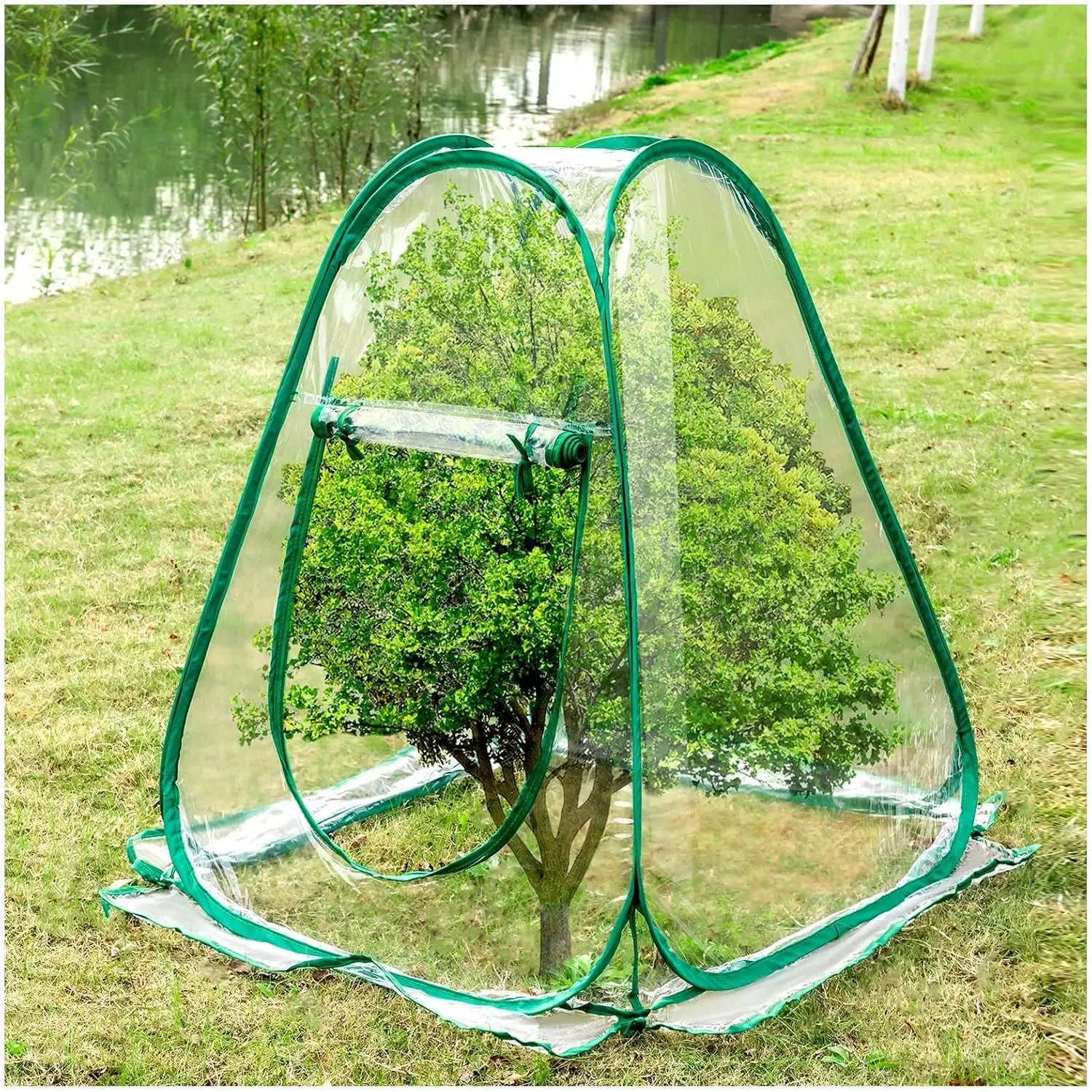 Pop Up Greenhouse Cover, PVC Mini Portable Greenhouse, 4 Nails, 27"x27"x30" | Clear Portable Backyard Gardening Sunshine Tent for Cold Frost Protector Gardening