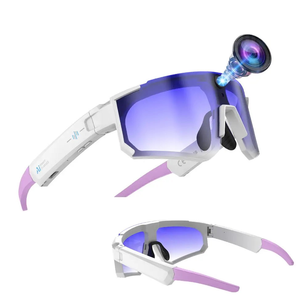 Sport Smart Glasses, Sports Camera Glasses for Cycling,8MP Anti Shake Camera, Photo and Video Shooting ,One Click Recording, 290Mah Battery ,AI Real Time Translation,Music Playback, Bluetooth Calling, WiFi Transfer