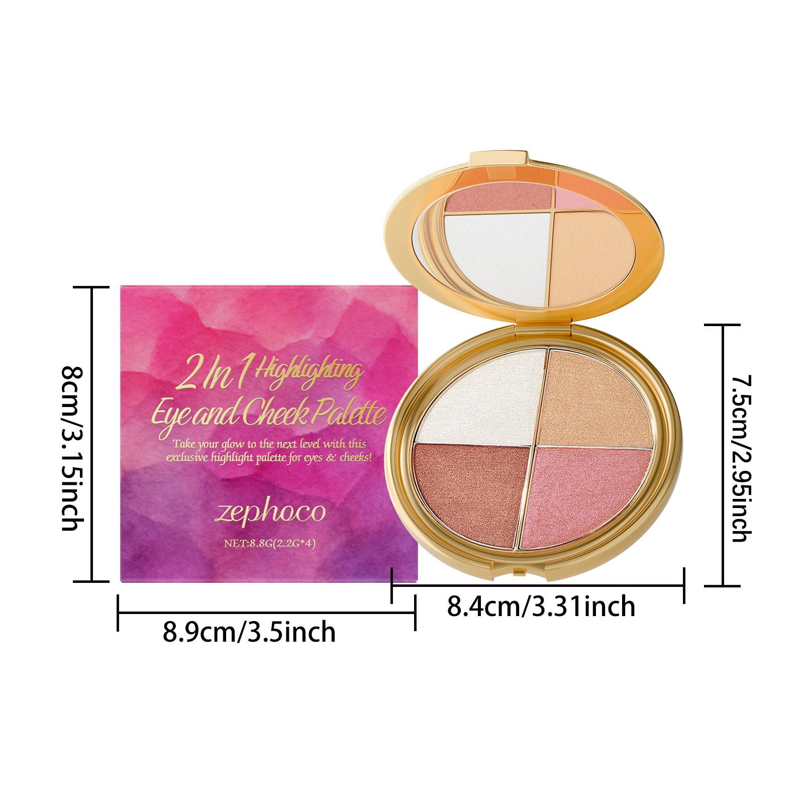 Glow Wardrobe Eye & Cheek Cosmetic Palette - Blendable Eyeshadow, Highlighter, Beauty Products with Included Brush