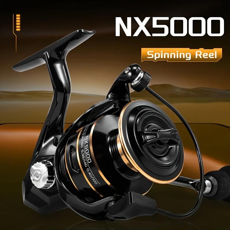 [W] NX Series Black Spinning Fishing Reel - Left-Handed, Durable PA/Nylon Construction, Smooth Casting & Retrieval for Freshwater & Saltwater Angling