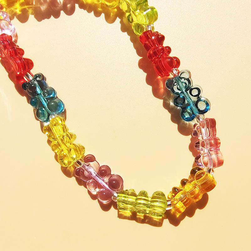 Jelly Mixed Color Bear Shaped Mobile Phone Chain, Fashion Cute Mobile Phone Lanyard, Anti-lost Mobile Phone Decoration, Cell Phone Charm, Phone Strap, Phone Accessories