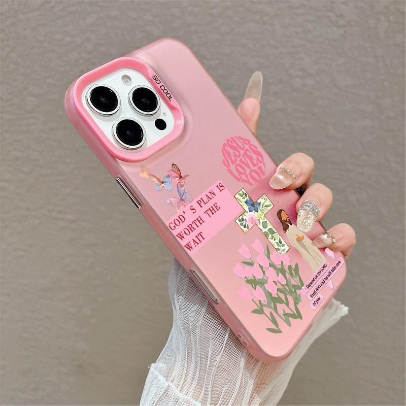 Softcase for iPhone 17 16 E Pro Max 15 Plus 14 13 12 11 XS XR Soft Pink Jesus Faith Art Premium Shockproof Silicone Lightweight Anti-Scratch Protective Cover
