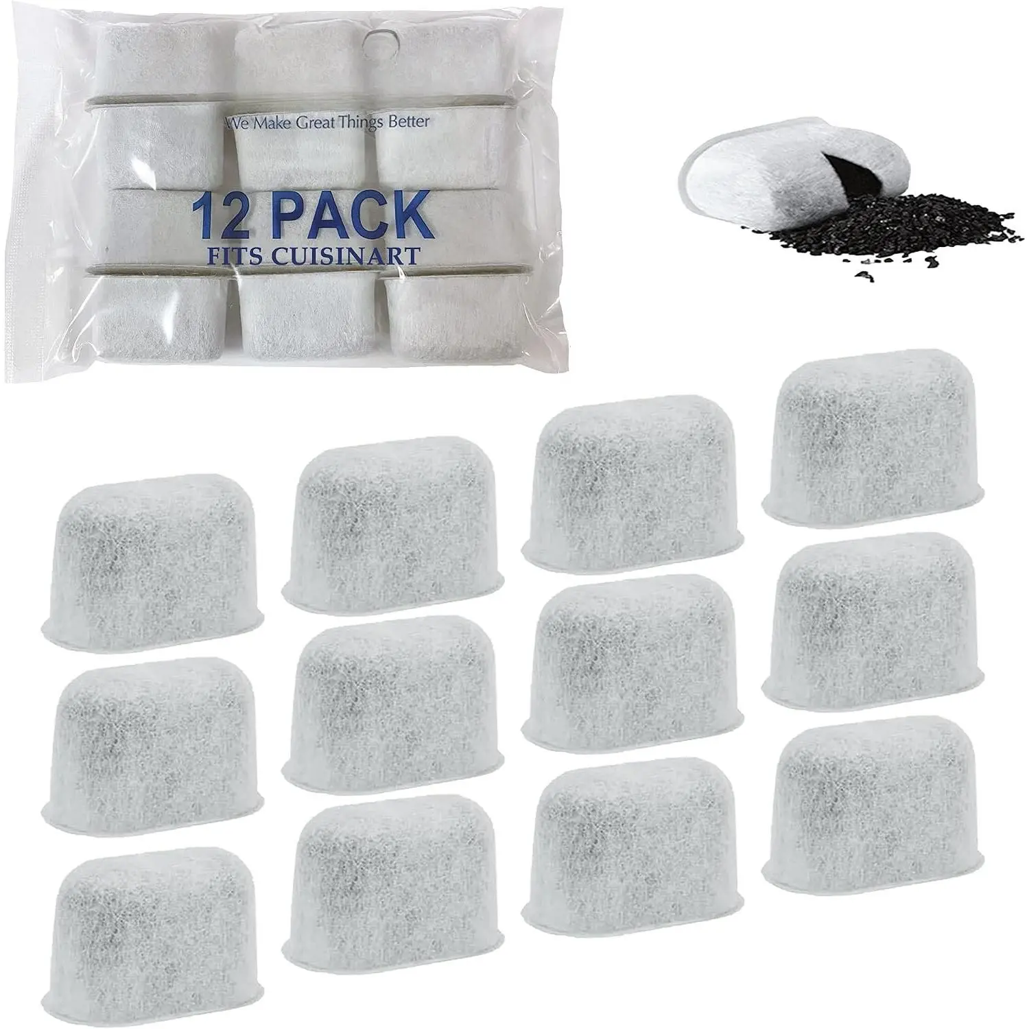 12 Pack Charcoal Water Filters For  Coffee Maker and Machines Cartridges Replace DCC-RWF