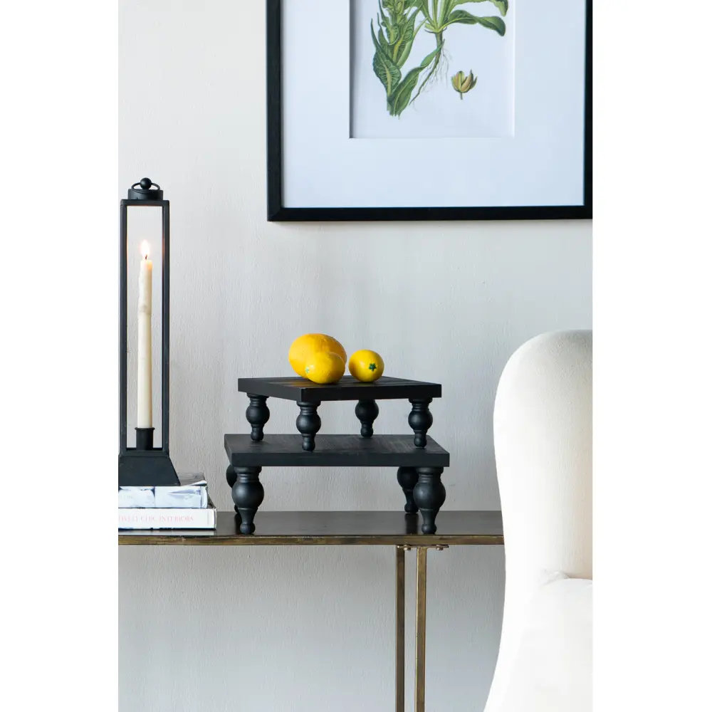 S/2 Black Wooden Square Risers