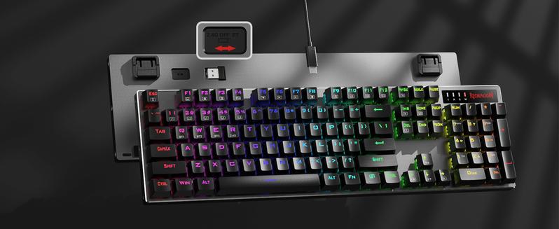 Redragon K556 PRO Upgraded Wireless RGB Gaming Keyboard, BT/2.4Ghz Tri-Mode Aluminum Mechanical Keyboard w/No-Lag Connection, Hot-Swap Linear Quiet Red Switch