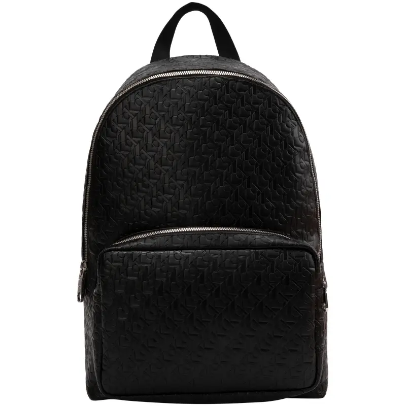 Calvin Klein Campus-Style Full-Logo Zippered Backpack for Men, Synthetic Material, Space Black