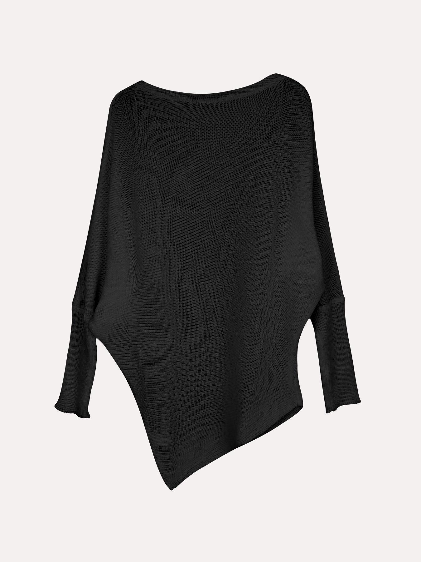 Women's Plain Asymmetrical Hem Boat Neck Batwing Sleeve Sweater, Casual Long Sleeve Jumper for Spring & Fall, Women's Knitwear for Daily Wear