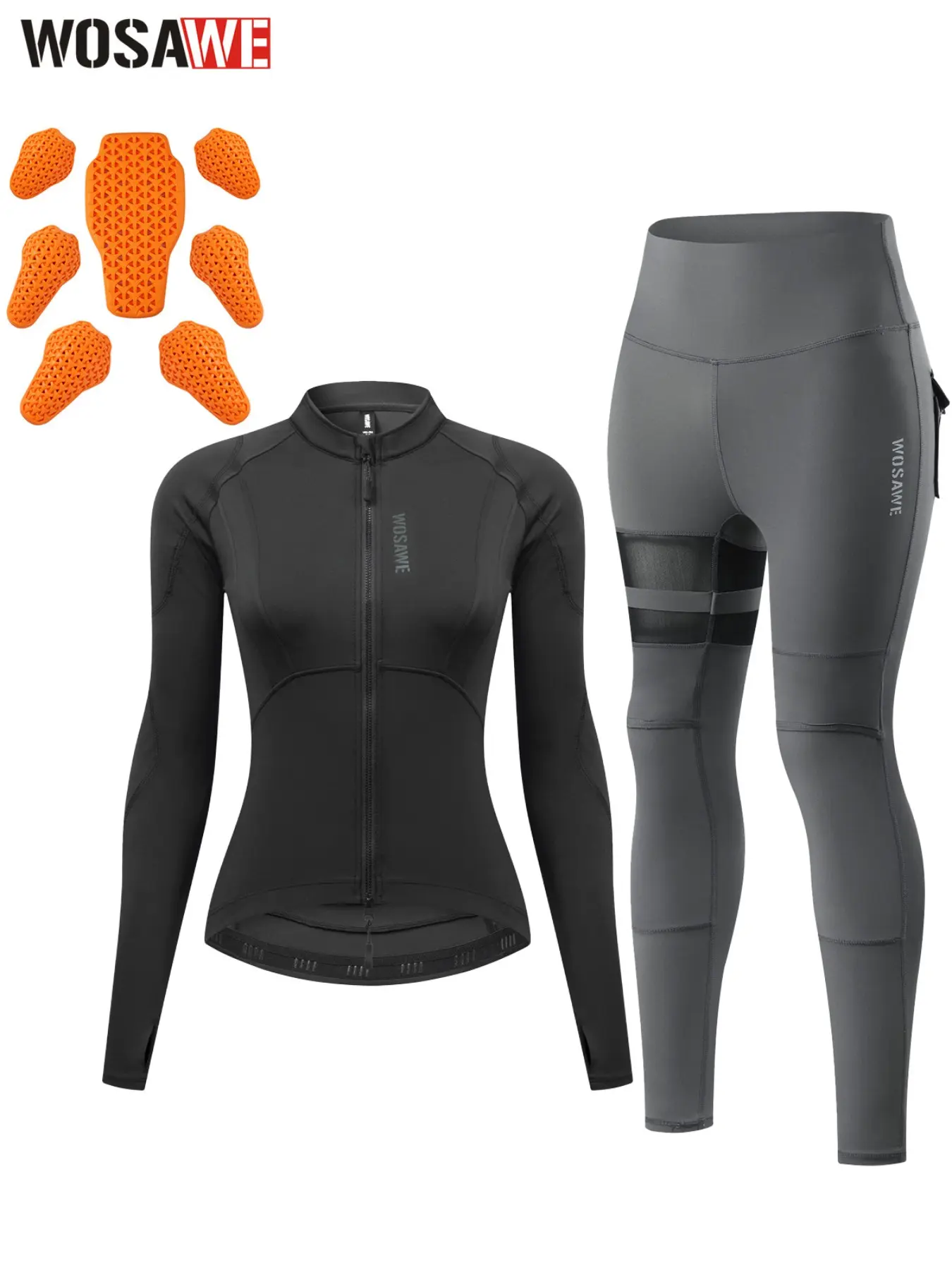 WOSAWE Women's Spring/Summer Moto Riding Set | Lightweight Stretch, High-Waist & Hip-Shaping, Outdoor Sportswear