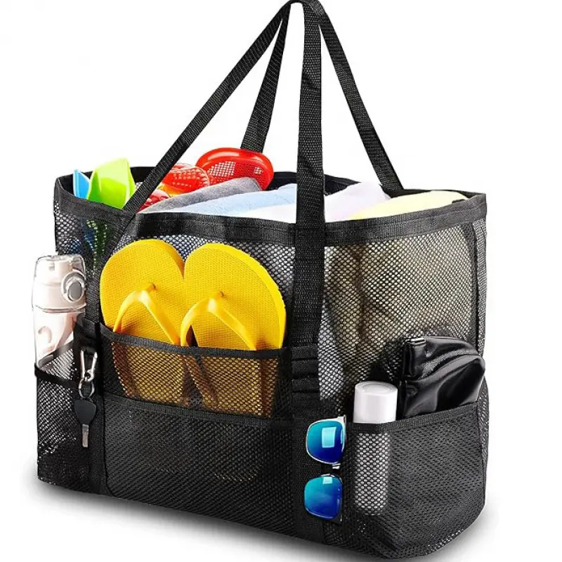 Beach bag, large capacity mesh swimming bag, multifunctional travel handbag, single shoulder beach bag, swimsuit storage bag