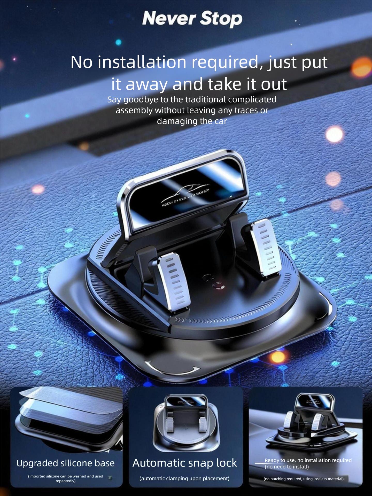 Car phone holder 360 degree rotation, suitablefor car navigation in-car dashboard, horizontaland vertica screen adjustment angle,suctioncup fixed non-slip mobile phone holdersuitable for iPhone and Android