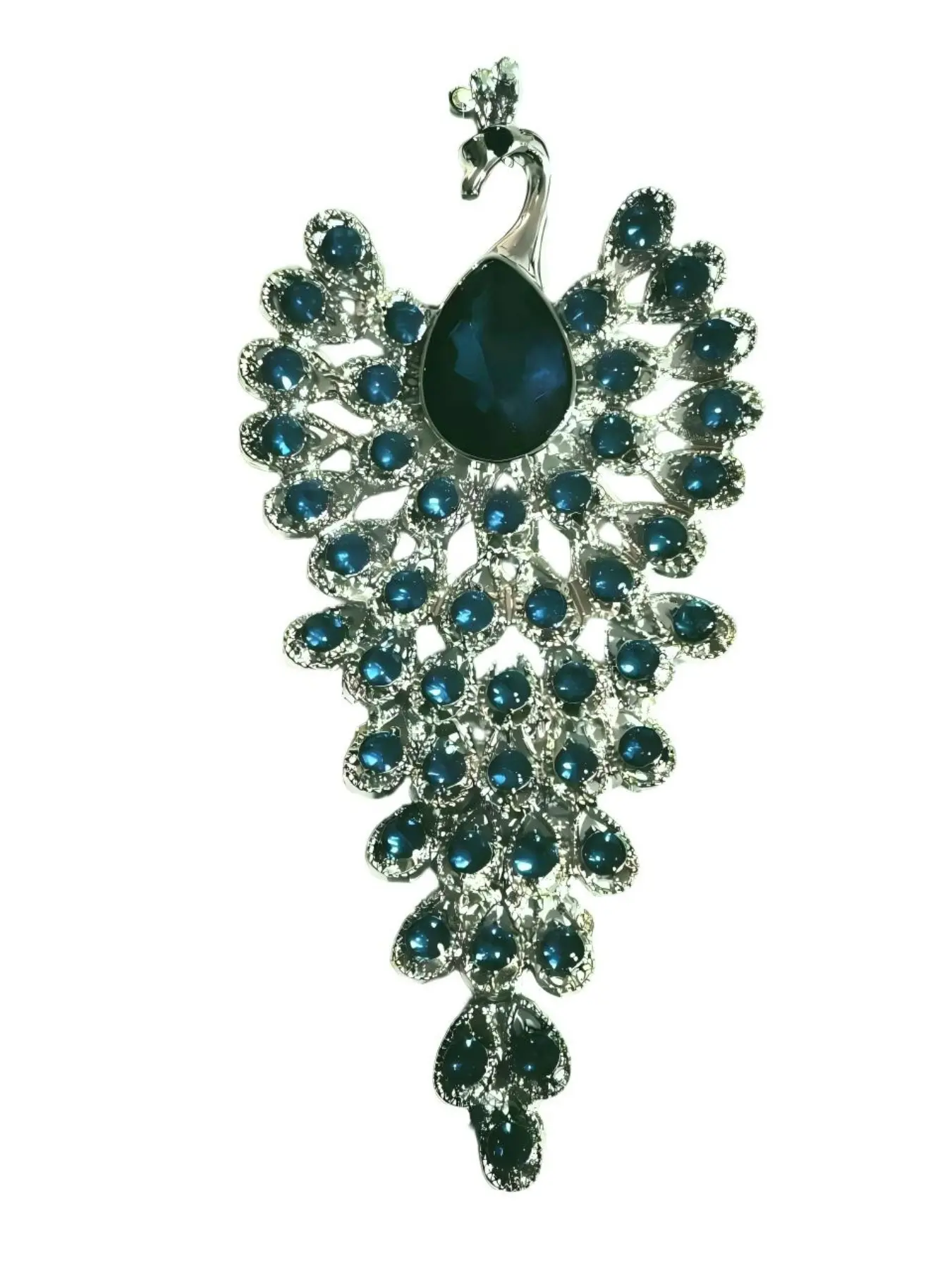1pcs Peacock Flower Brooch Pin, Colorful Rhinestone Fashion Accessory, Vintage Blue Safety Brooch, Perfect for Daily Use, Alloy Brooch Pin, Brooch Pin Clip