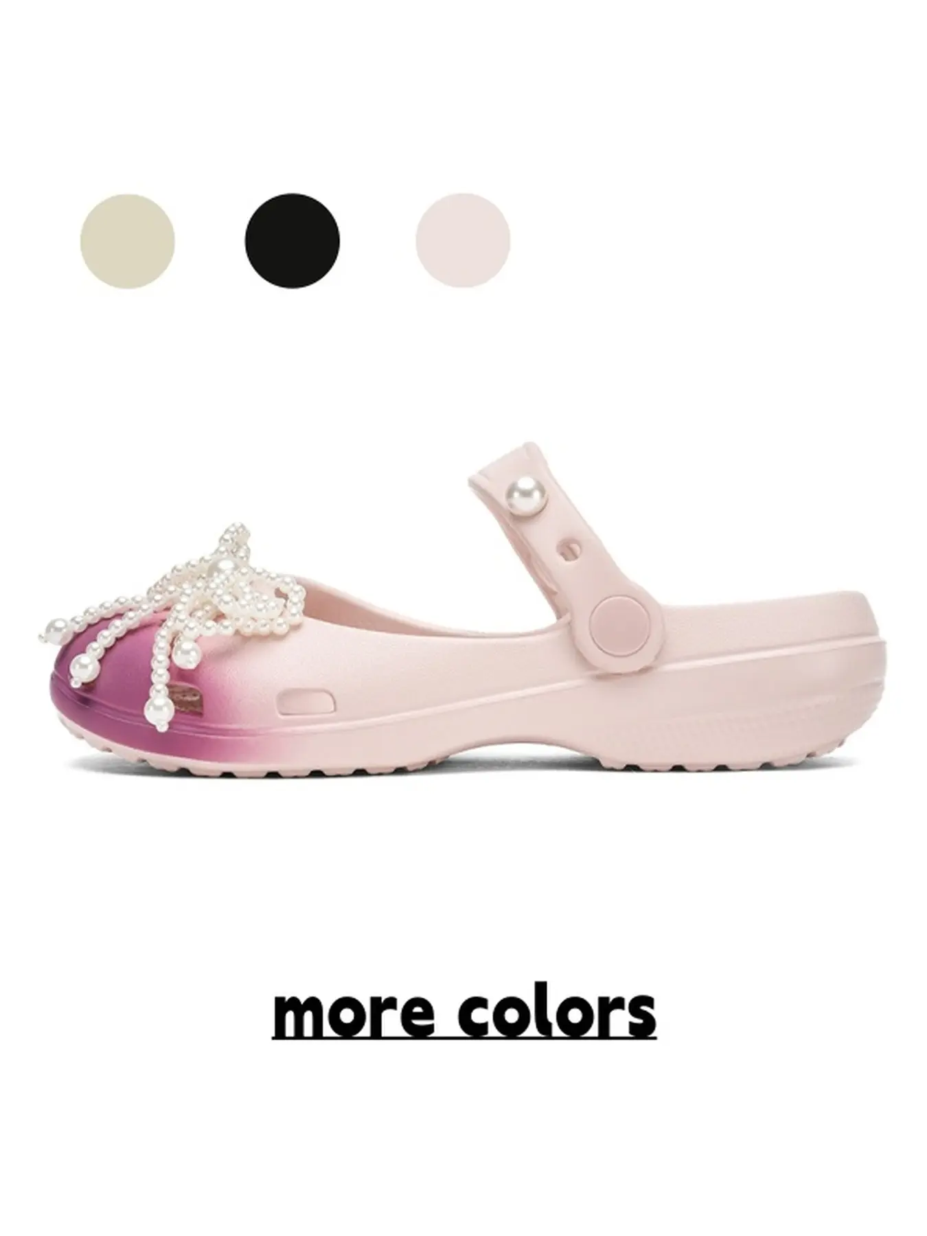 Women's Luxury Gradient Pearl Decor Clogs Flower Bow Accessories Mary Jane Two Way Quick Dry Commute Beach Shoes Summer Beach Slippers